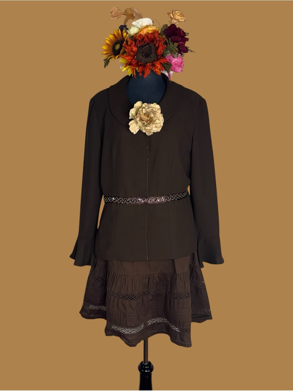 Bob Mackie brown blazer with sequins detail